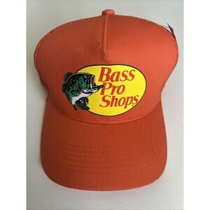 NEW Bass Pro Shops Trucker Hat Mesh Adjustable SnapBack Fishing Outdoor Orange